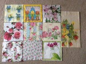 10 verschiedene Servietten mit Blumen Motiven für Serviettentechnik Pack 10 - Bild 1 von 2
