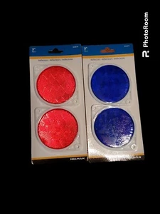 Hillman 844011 Adhesive Or Nail On Reflector Blue And Red (3") NIP - Picture 1 of 2