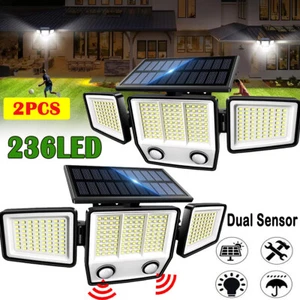 236 LED Solar Wall Light 180° PIR Motion Sensor Outdoor Yard Security Lamp IP65 - Picture 1 of 12