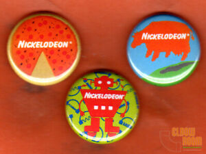 Set of three 1" Vintage look Nickelodeon pins buttons Nick TV classic