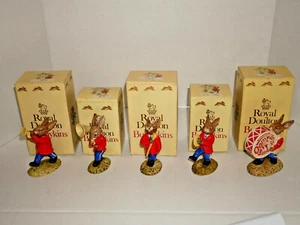 Royal Doulton band Figurines DB23 thru 27 sousaphone trumpet cymbals drum major - Picture 1 of 11