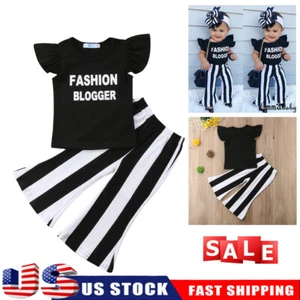 Toddler Kid Baby Girls Clothes Ruffle Tops T-shirt&Long Pants Casual Outfits Set - Picture 1 of 11
