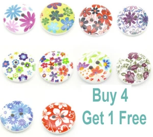 20 x Mixed Patterned Wooden Buttons - 15mm or 18mm UK Seller - Picture 1 of 1