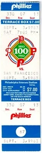 1983 PHILLIES - SAN FRANCISCO GIANTS full ticket 9/3/83 JOE MORGAN Home Run #259 - Picture 1 of 2