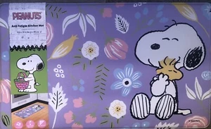 PEANUTS~SNOOPY & WOODSTOCK SPRING TIME FLOWERS~Kitchen Fatigue Mat~18” X30”~NEW - Picture 1 of 4