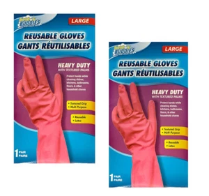 Reusable Heavy Duty Latex Gloves SIZE: LARGE 2 Pair Scrub Buddies/NEW - Picture 1 of 4