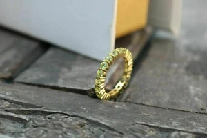 Round Cut 2.00 Ct Natural Peridot Diamond Engagement Ring 14K Solid Yellow Gold - Picture 1 of 6