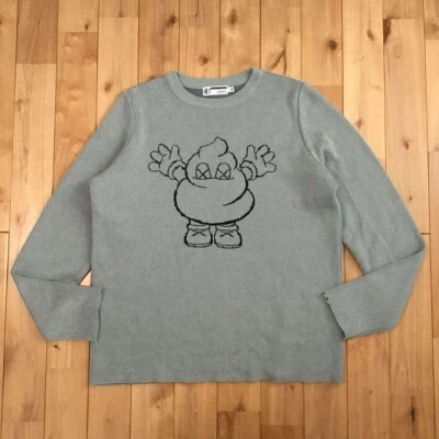 BAPE × KAWS WARM REGARDS Logo knit sweater NIGO Gray A Bathing Ape Size M - Image 1 of 4