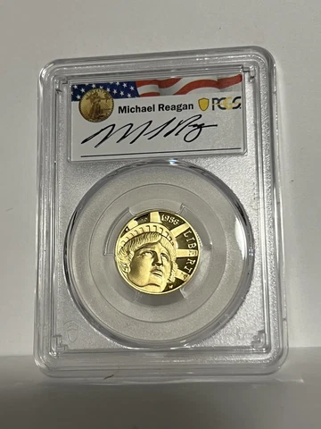 1986-W $5 Statue of Liberty Gold Commem PCGS PR69DCAM - Michael Reagan Signature Cover