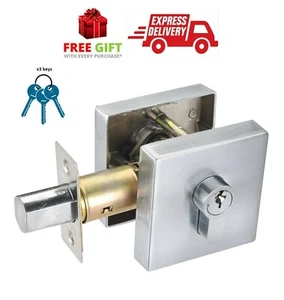 Door handles locks dead bolt double side keys Brushed Satin finish x3 Keys - Picture 1 of 18