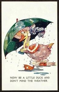 c1937 Duck With Umbrella Agnes Richardson Postcard Q564 - Picture 1 of 2