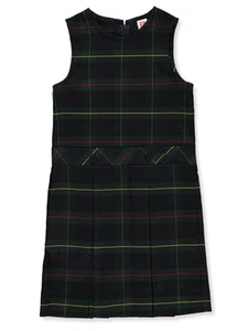 A+ Girls' Bib Front Jumper School Uniform Color: green/gold *plaid #83* Size: 10 - Picture 1 of 2