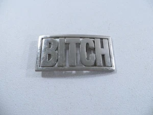 Vintage Metal Silver Bitch Rectangular Belt Buckle Cut-Out 90's Style 4.5"x2.25" - Picture 1 of 4