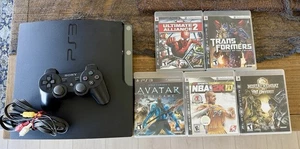 Sony PlayStation 3 Ps3 250GB CECH-2001B + Controller Cable 5 Games Kobe NBA 2K10 - Picture 1 of 17