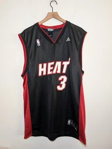 Camiseta deportiva Miami Heat para hombre grande Dwayne Wade #3 negra NBA Adidas baloncesto - Imagen 1 de 8