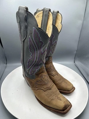 Женские сапоги Justin размер 9 B коричневые кожаные ковбойские квадратный носок сделано в США - Изображение 1 из 4