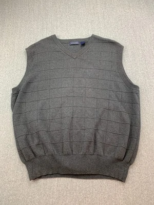 Saddlebred Sweater Vest Men's M Gray 100% Cotton Made in UK Classic Business - Image 1 of 4