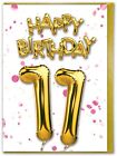Brainbox Candy 11th Birthday Age Card Pink Gold Foil Helium Eleventh Balloon 