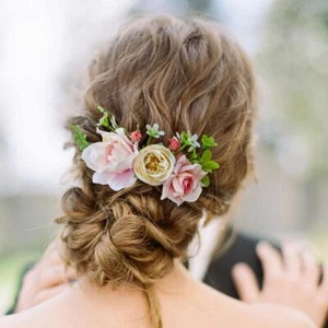 Pink Rose Gardenia Flower Hair Comb Bridal Headpiece Floral Hair Accessories ... - Picture 1 of 7