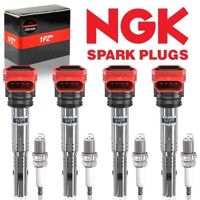 4X Ignition Coil&Spark Plugs For Denso 673-9302 Audi Q5 Q7 R8 S4 3.0L V6 4.2L V8 - Image 1 of 4