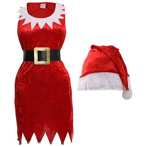 MISS SANTA COSTUME LADIES CHRISTMAS FANCY DRESS ADULT WOMENS XMAS PARTY OUTFIT - Picture 1 of 6