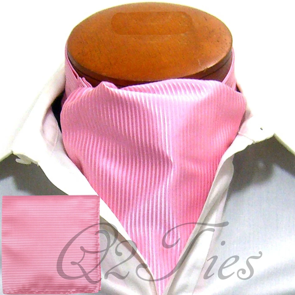 Mini listras masculinas ROSA estilo slipknot casual Ascot gravata e lenço conjunto com 2 peças - Imagem 1 de 3