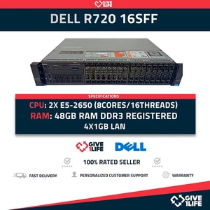 DELL R720 16SFF 2X E5-2650(16CO/32TH) + 48GB RAM + H710P + 2PSU - Photo 1/11