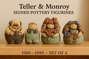 Teller & Monroy Art Pottery | Rare Signed Figure Set (1989-90) | Folk Style - Bild 1 von 16