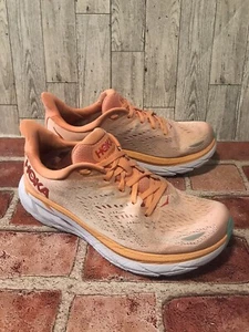 Hoka Clifton 8 Womens 7B Running Shoe Lightweight Cushion Cantaloupe Sneakers - Picture 1 of 6