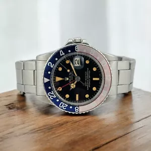 Vintage ROLEX GMT Master 1675 pepsi gilt dial 1964 cosc freccino - Foto 1 di 21