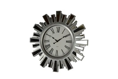 19.5" Inch Silver and Mirror Starburst Wall Clocks battery operated - Image 1 of 4