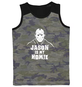 Jason Is My Homie - Halloween Mask Horror Movie Youth Contrast Tank Top - Picture 1 of 7