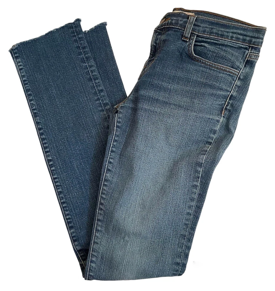 J Brand Women' Aruba Skinny Straight Jeans Blue Medium Wash Denim Raw Hem, Sz 29 - Image 1 of 4