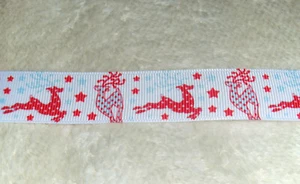 Ripsband Bordüre Borte Christmas Rentiere Rentier Weihnachten 22 mm  - Picture 1 of 2