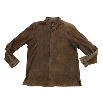 Chaqueta de gamuza de cuero Robert Comstock Endurance para hombre LG marrón cuello manga larga Foto 1 de 4