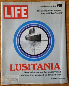 Life Magazine-October 13, 1972-Lusitania Sinking, Shake-Up At The FBI-Mustang Ad - Picture 1 of 12