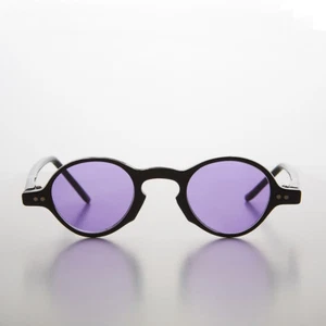 Purple Colored Lens Small Round Vintage Sunglasses - Augie - Picture 1 of 3