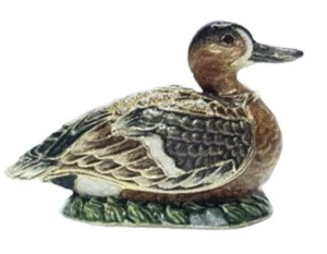 Jeweled Enameled Pewter Teal Duck Hinged Trinket Ring Jewelry Box Terra Cottage - Picture 1 of 3