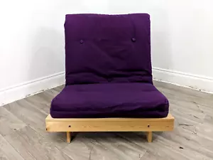 FUTON CHAIR Kyoto Pine Convertible Bed Chair Purple Cushion FREE DELIVERY - Picture 1 of 22