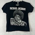 Vtg HOI "Michael Jackson King Of Pop" Graphic T-Shirt Black Womens Sz M