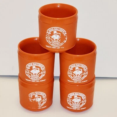 5 Vintage Aladdin Industries Orange Plastic Stackable Coffee Cups Mugs GMAD Crab - Image 1 of 4