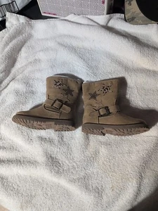 NWT-Toddler Girls Okie Dokie Boots W Stars Cognac Winter Boots-Size 7 US New - Picture 1 of 6