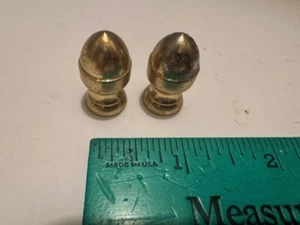 Antique / Vintage FINIALS (2)  CAST BRASS LAMP SHADE /  LIGHT FIXTURE PARTS - Afbeelding 1 van 5