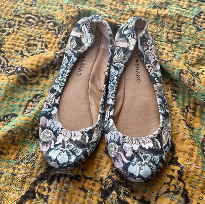 Lucky Brand Emmie Ballet Pisos 7 Jacquard Floral Tapiz Informal Boho Foto 1 de 3