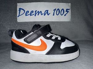 Toddler Nike Court Borough Low 2 Shoes ‘White/Black/Orange’ BQ5453 115 - Size 8C