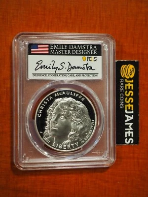 2021 P PROOF SILVER CHRISTA MCAULIFFE DOLLAR PCGS PR70 FIRST DAY ISSUE DAMSTRA - Image 1 of 2
