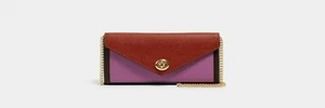 Coach C1909 Slim Envelope Leather Purse / Wallet With Chain In Colour RRP £175 - Picture 1 of 6