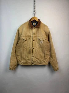 Carhartt Trucker Detroit Jacket J148 Distresed Blanket Linen Size Brown Vintage - Picture 1 of 19