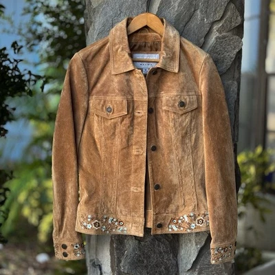 Chaqueta Wilson’s Cuero «Maxima» Marrón Mujer Talla Pequeña Bordada Abotonada Foto 1 de 4