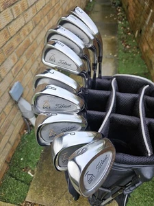 GENTS RIGHT HAND TITLEIST DCI OVERSIZE + GOLD TRIANGLE IRONS  - Picture 1 of 14
